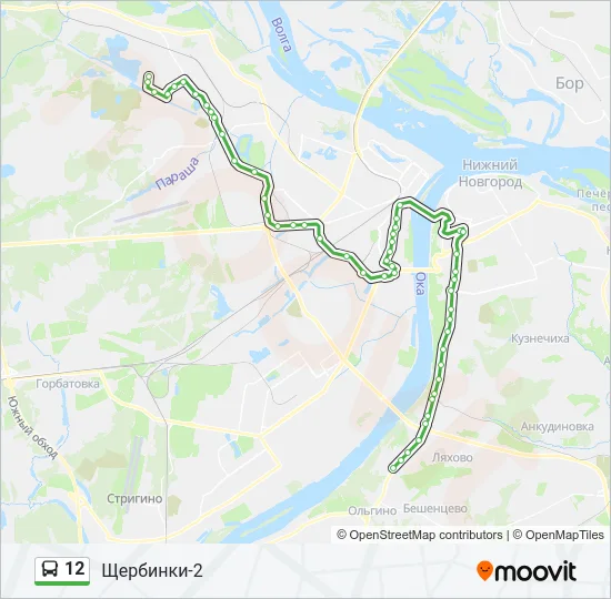 Автобус 12: карта маршрута