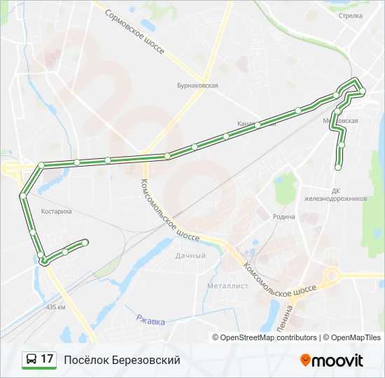 Автобус 17: карта маршрута