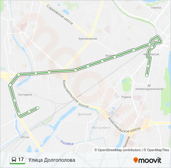 Автобус 17: карта маршрута