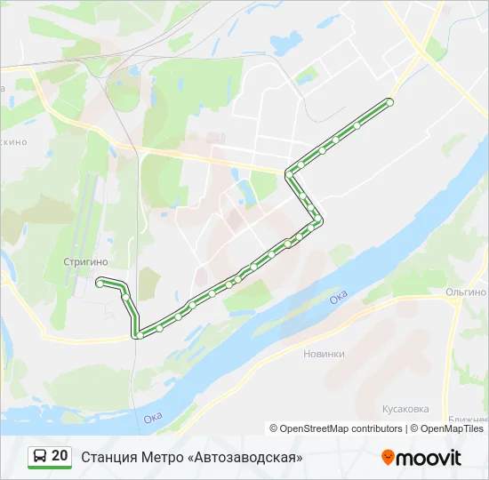 Автобус 20: карта маршрута