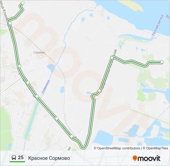 Автобус 25: карта маршрута