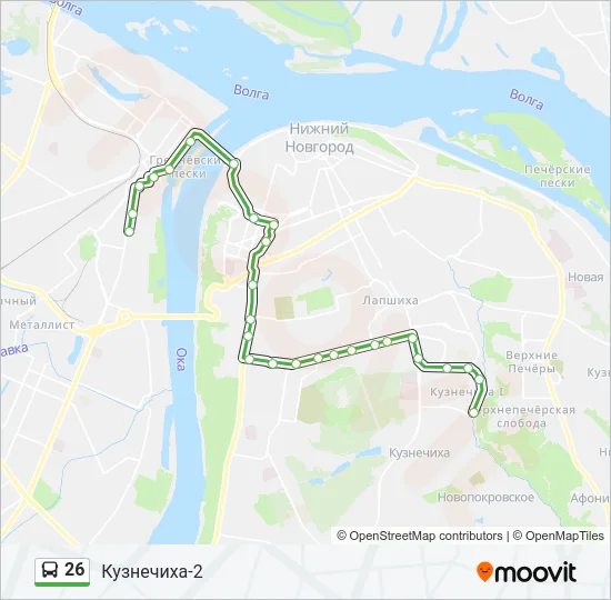 Автобус 26: карта маршрута