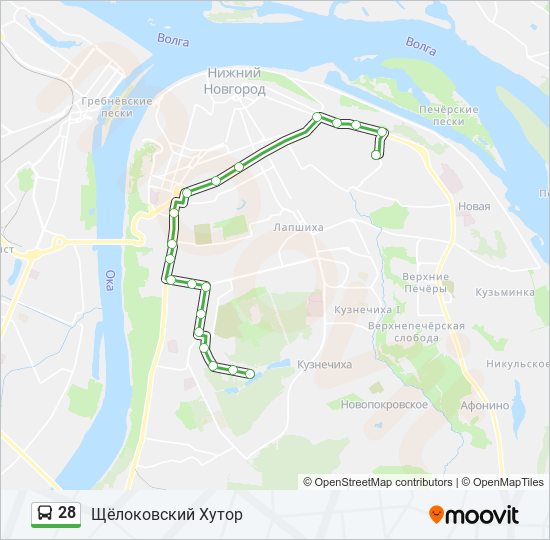 Автобус 28: карта маршрута