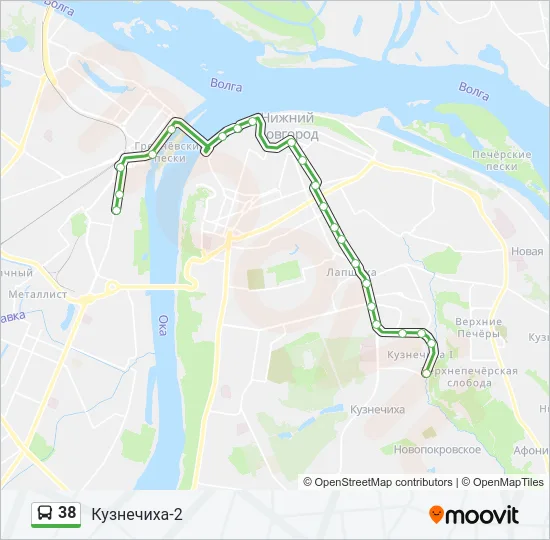 Автобус 38: карта маршрута