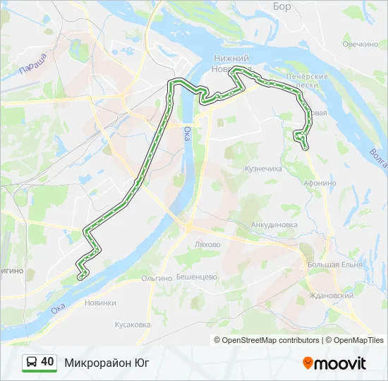 Автобус 40: карта маршрута