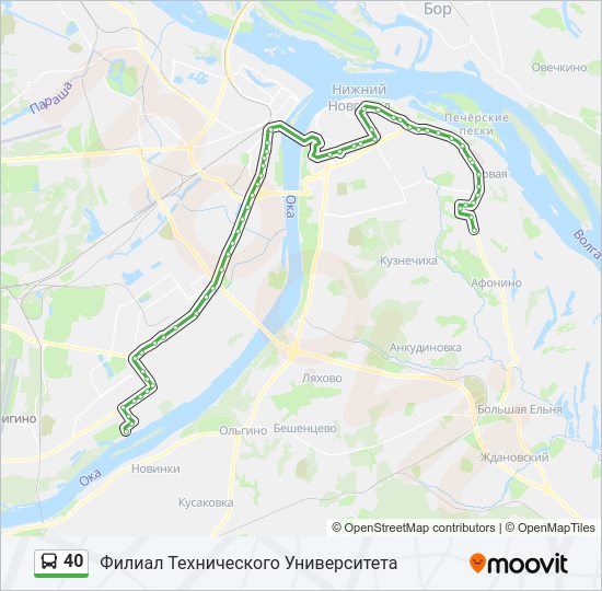 Автобус 40: карта маршрута