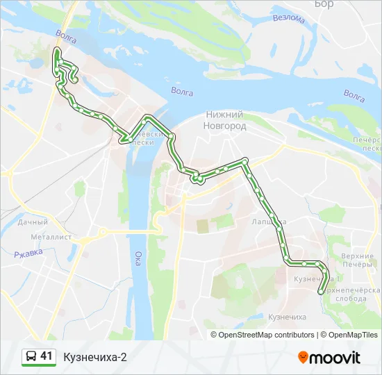 Автобус 41: карта маршрута