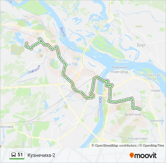Автобус 51: карта маршрута