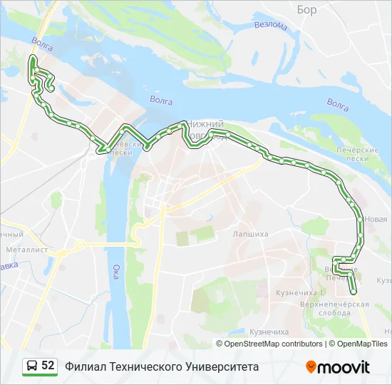 Автобус 52: карта маршрута