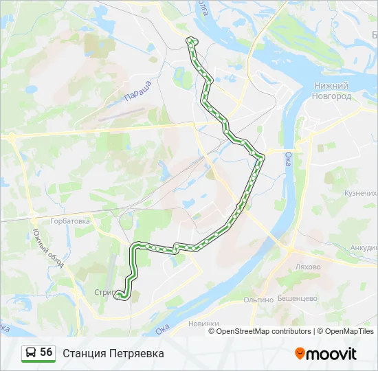 Автобус 56: карта маршрута