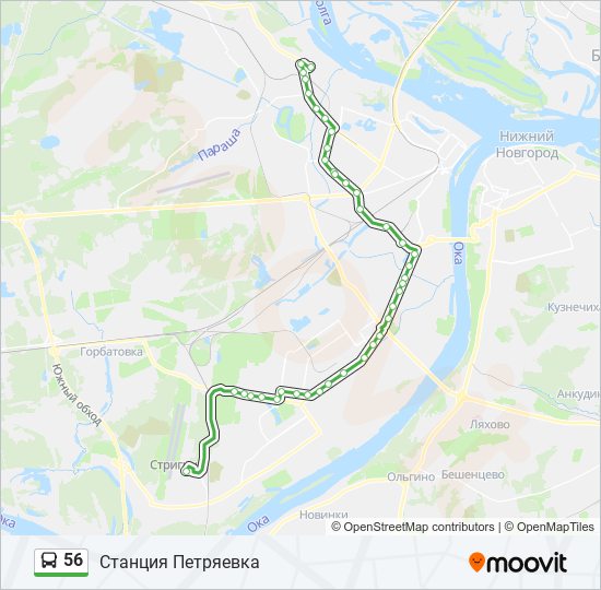 Автобус 56: карта маршрута