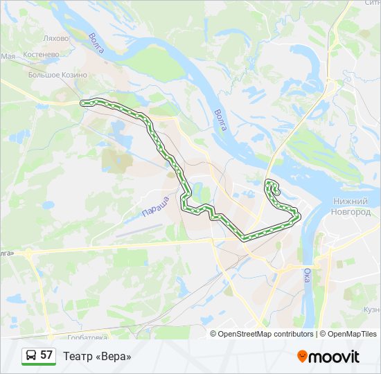 Автобус 57: карта маршрута
