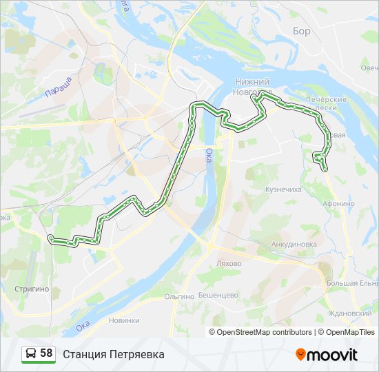 Автобус 58: карта маршрута
