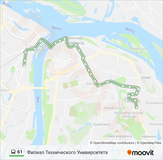 Автобус 61: карта маршрута