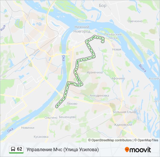 62 bus Line Map