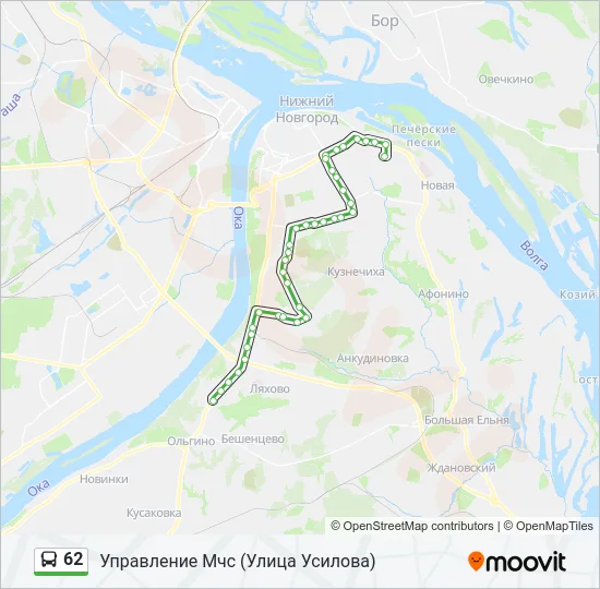 Автобус 62: карта маршрута