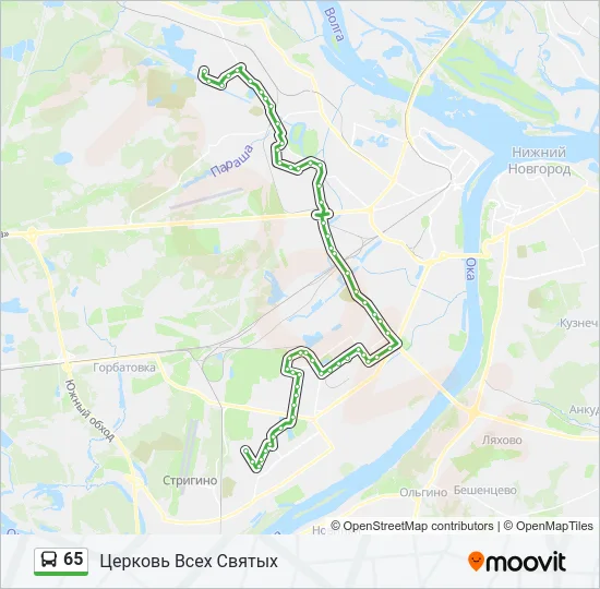 Автобус 65: карта маршрута