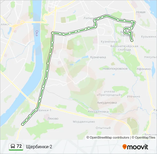 Автобус 72: карта маршрута