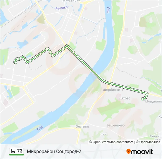 Автобус 73: карта маршрута