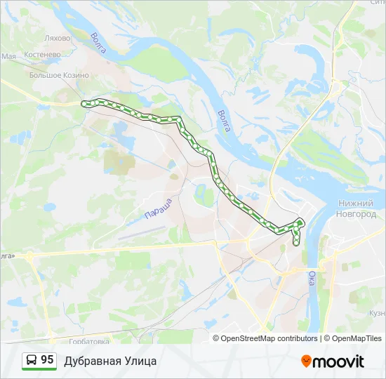 Автобус 95: карта маршрута