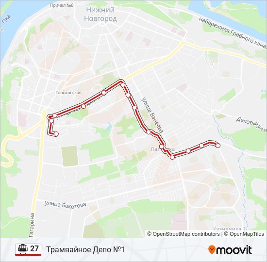 Трамвай 27: карта маршрута