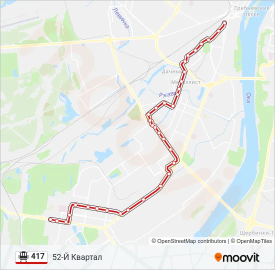 Трамвай 417: карта маршрута