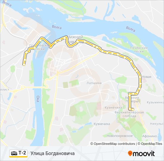 Маршрутка Т-2: карта маршрута
