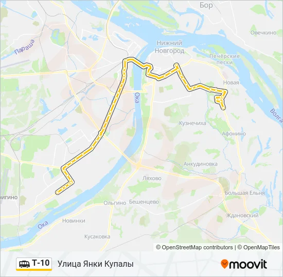 Маршрутка Т-10: карта маршрута