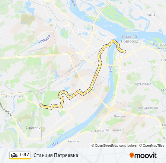 Маршрутка Т-37: карта маршрута