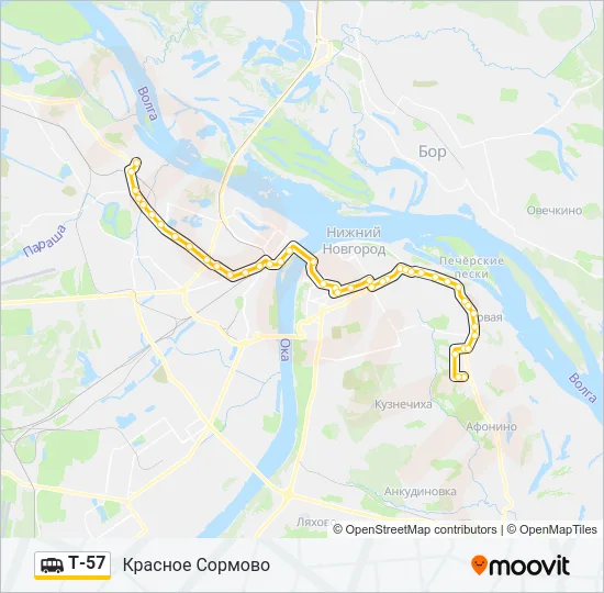 Маршрутка Т-57: карта маршрута