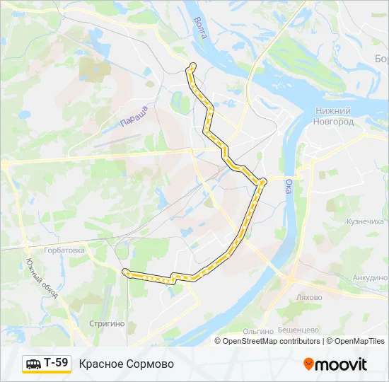 Маршрутка Т-59: карта маршрута