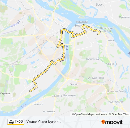 Маршрутка Т-60: карта маршрута