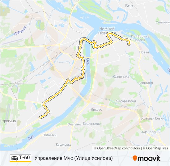 Маршрутка Т-60: карта маршрута