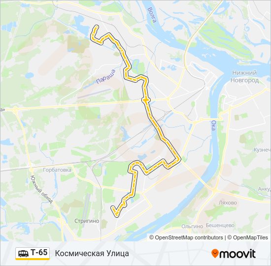 Маршрутка Т-65: карта маршрута