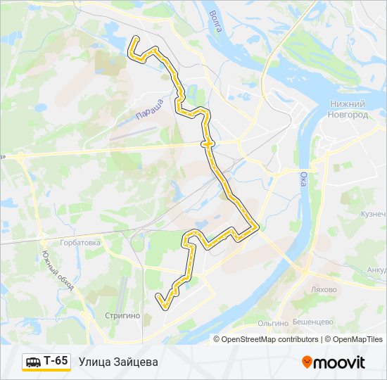 Маршрутка Т-65: карта маршрута