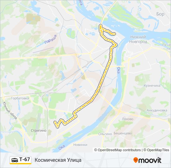 Маршрутка Т-67: карта маршрута
