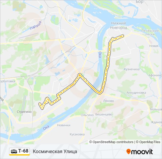 Маршрутка Т-68: карта маршрута