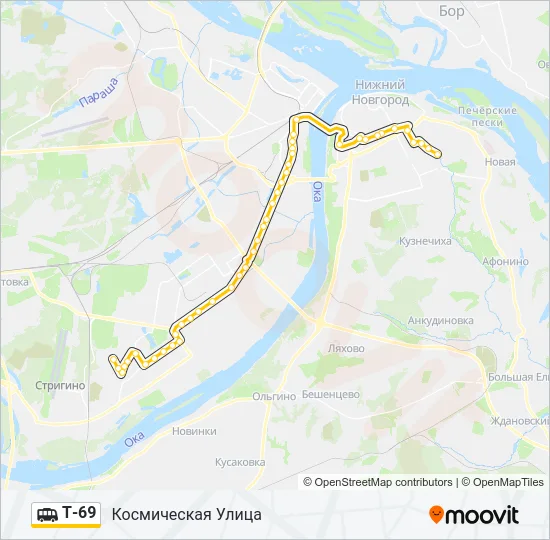 Маршрутка Т-69: карта маршрута