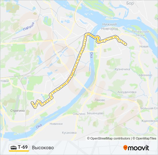 Маршрутка Т-69: карта маршрута