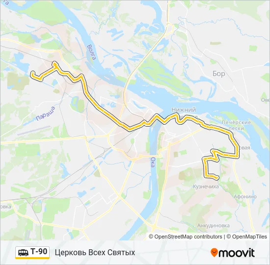 Маршрутка Т-90: карта маршрута
