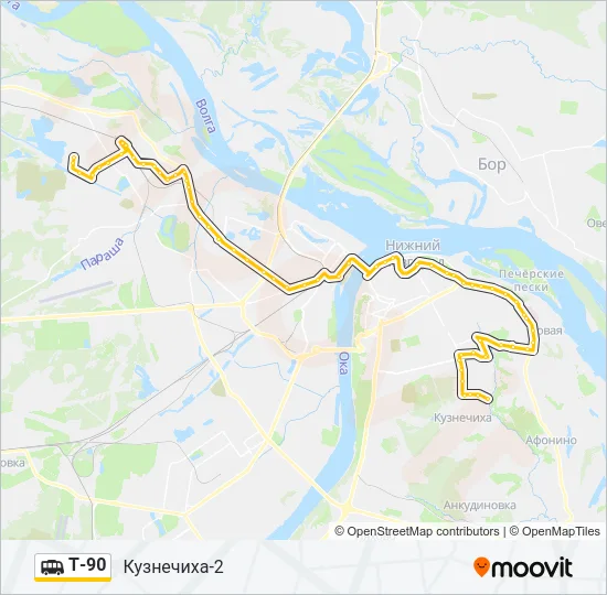 Маршрутка Т-90: карта маршрута