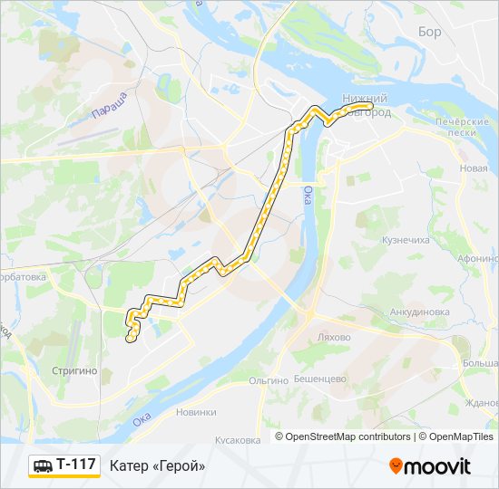 Маршрутка Т-117: карта маршрута
