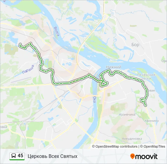 Автобус 45: карта маршрута