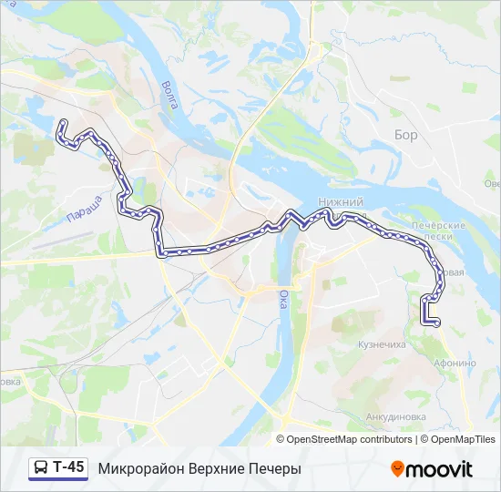 Автобус Т-45: карта маршрута