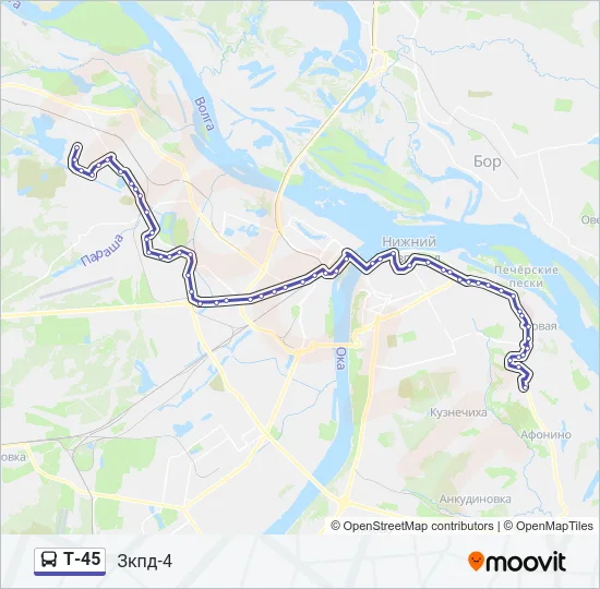 Автобус Т-45: карта маршрута