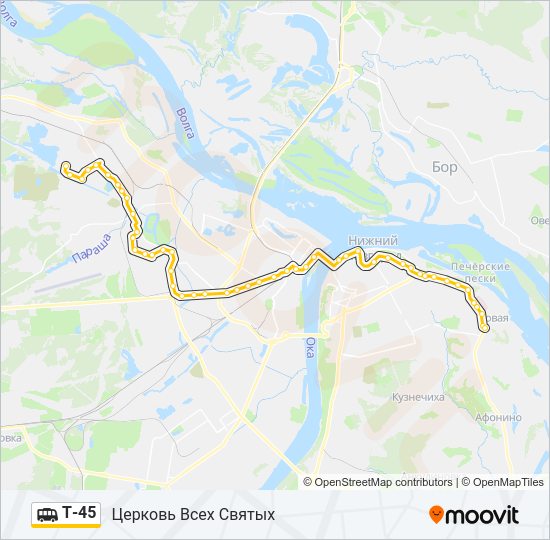 Маршрутка Т-45: карта маршрута