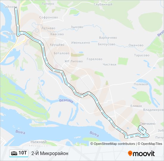 Маршрутка 10Т: карта маршрута