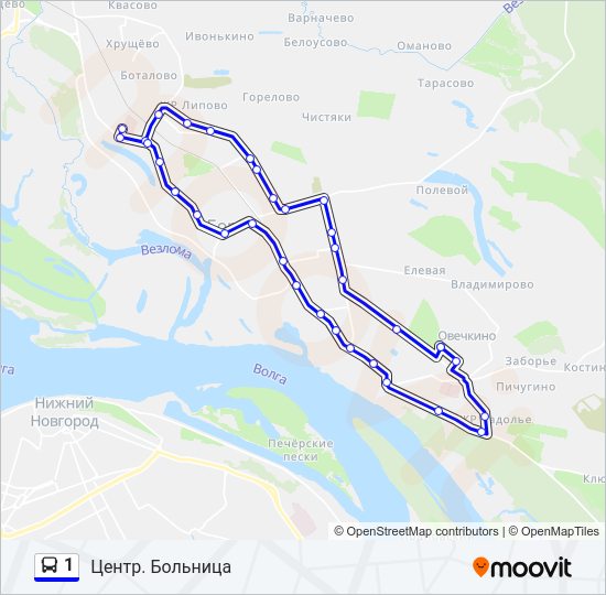 Автобус 1: карта маршрута