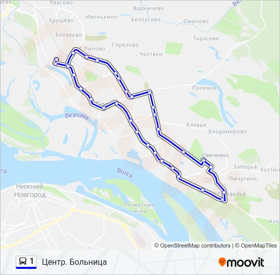 Автобус 1: карта маршрута