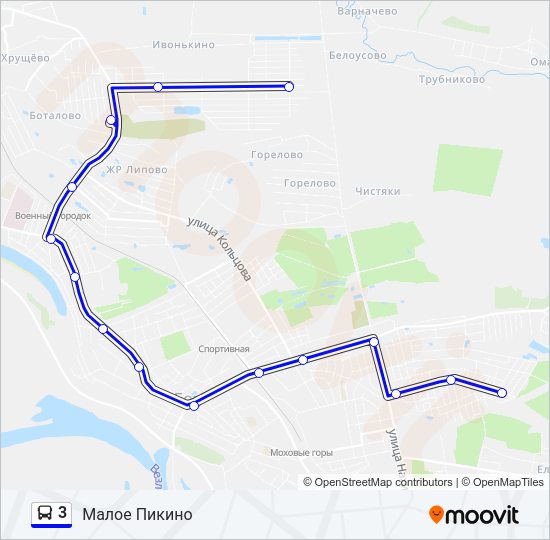 Автобус 3: карта маршрута